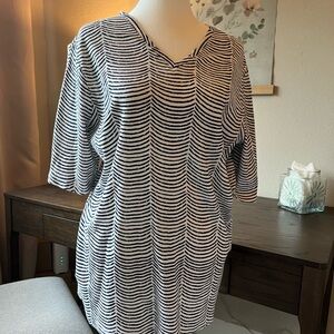 Chico's Black and White Striped Short Sleeve Tee